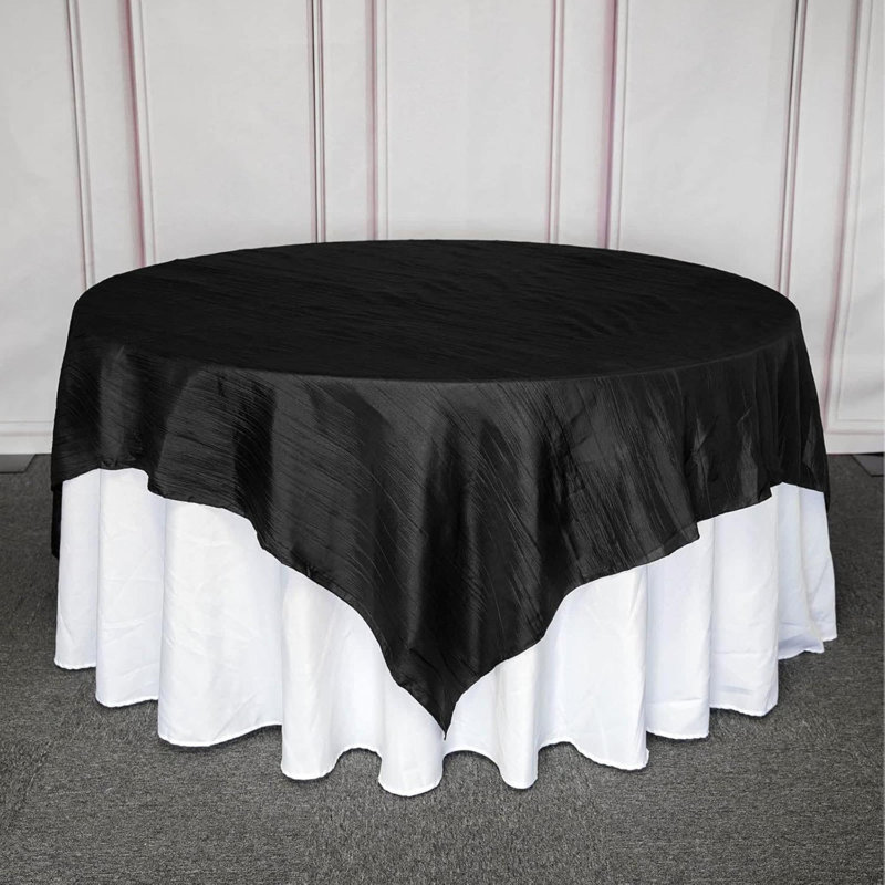 90"X90" Black Accordion Crinkle Taffeta Table Overlay - Perfect For Wedding Ceremonies, Party, Event, Banquet, And Decoration - Excellence Of Class And Vibrancy - Imperial Luster
