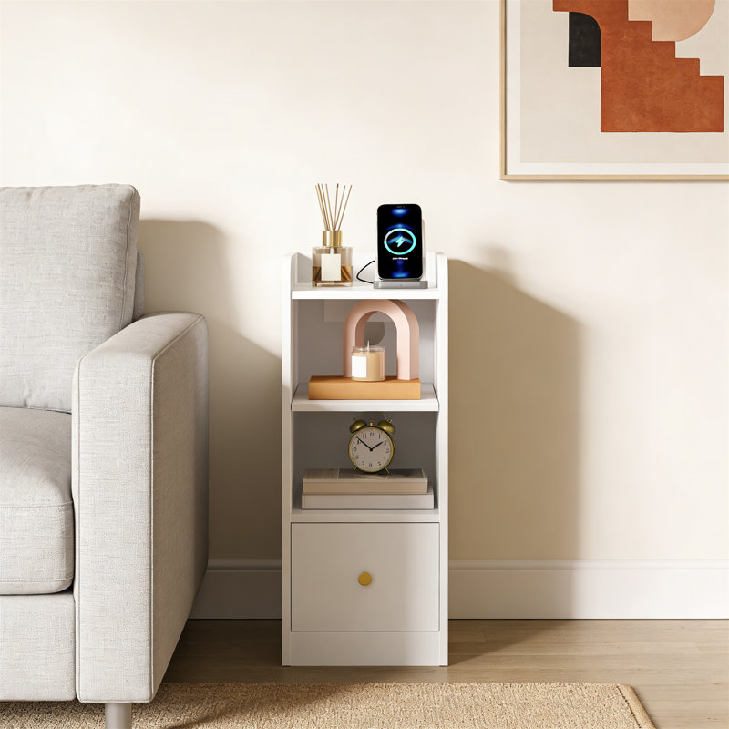 24cm W Bedside Table, White