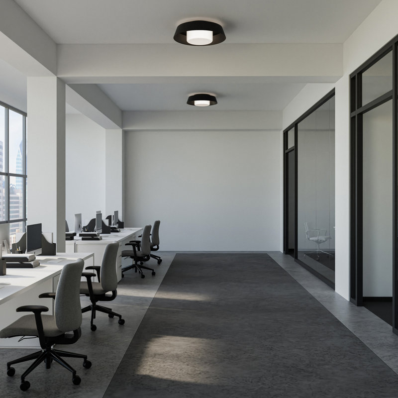 Chapeau LED Flush Mount, Black, 3500 K