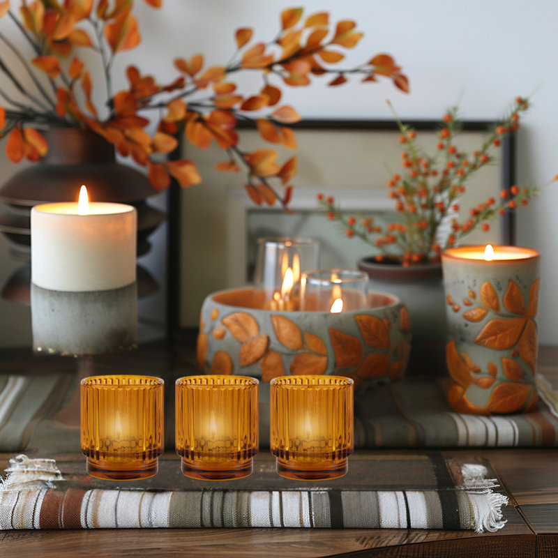 2.25'' H Glass Tabletop Votive Holder, Amber