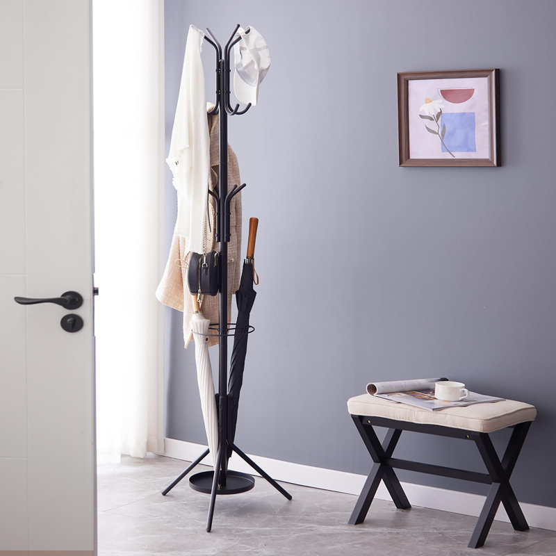 Freestanding 2-In-1 Coat Rack With Rain Cover, Black