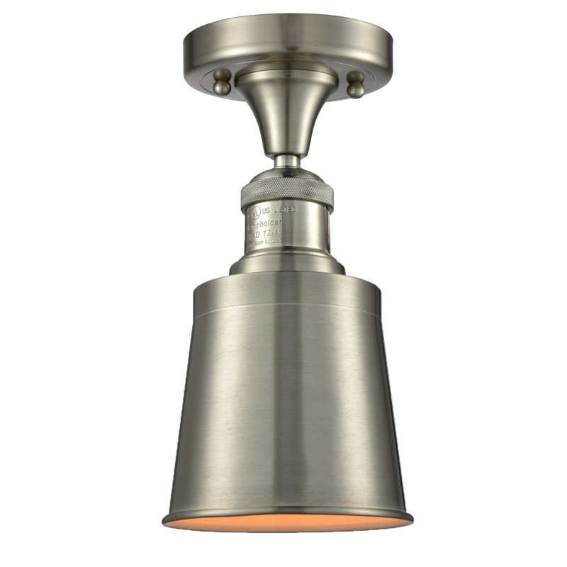 Plafonnier semi-encastré à 1 lumière 5,25 po Arline, Nickel satiné brossé, Nickel satiné brossé, Ampoule DEL 6 watts Vinage