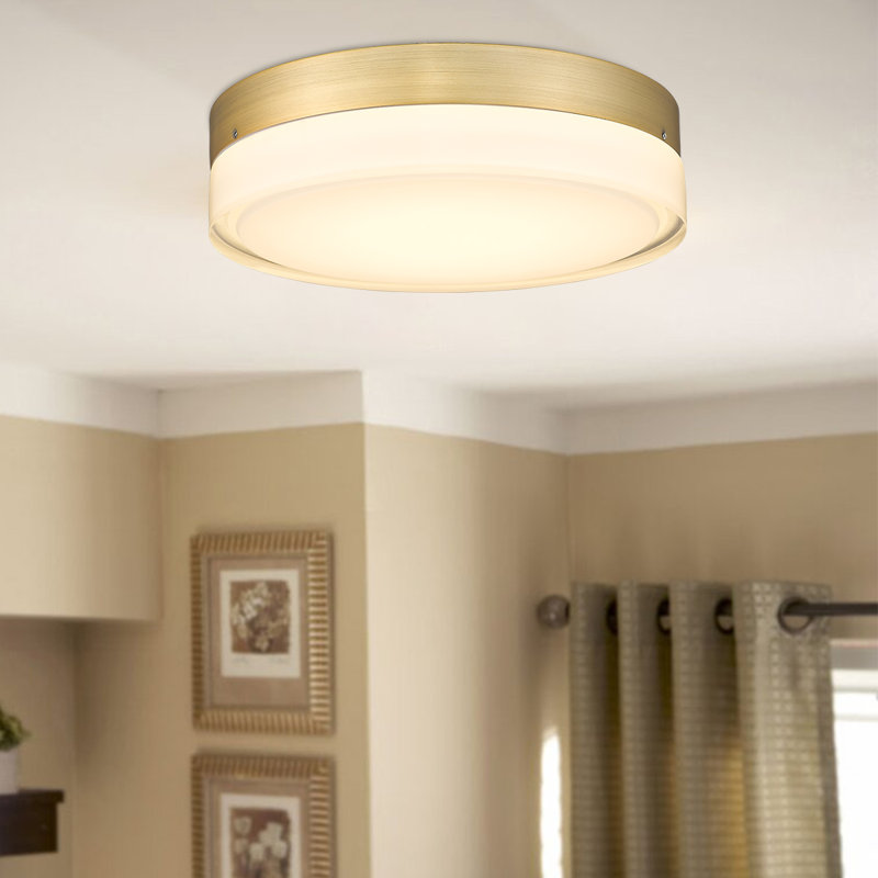 12-inch Gold Ceiling Light With Frosted Glass