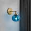 Modern Copper Blue Glass Ball Wall Sconce Mid Century Wall Mounted Light With Bedside
