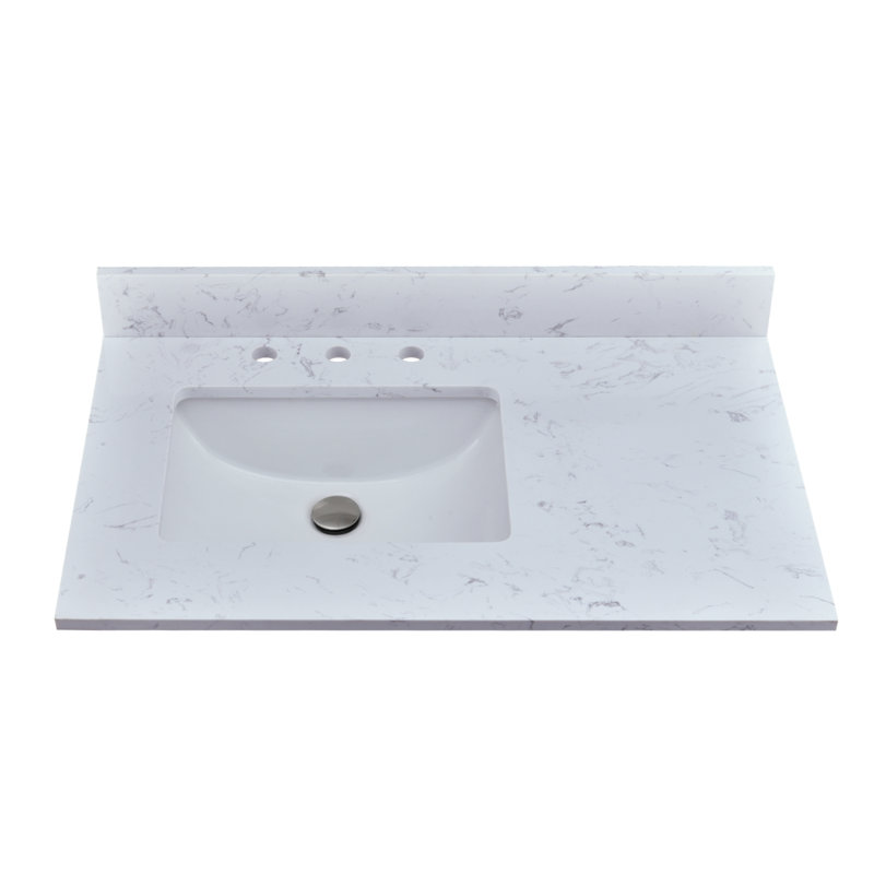 Dessus de meuble-lavabo de 36 po en pierre reconstituée avec lavabo - pour remplacement de meuble-lavabo, sans armoire
