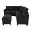 Ensemble de conversation modulaire 4 pièces avec repose-pieds de coin assorti et repose-pieds à accoudoir droit et gauche en velours côtelé revêtu de velours noir-846210583