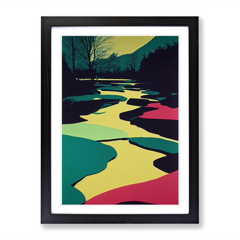 Colourful Stream - Single Picture Frame Print, Black Framed, 64cm H x 46cm W