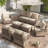 7-Piece Outdoor Patio Conversation Set, 3-Seater Sofa, 2 360° Swivel Armchairs，2 Single Armchairs & 2 Ottomans, Steel Frame with Wood-Grain Heat Transfer, Olefin Cushions for Patio, Backyard, Porch & Poolside