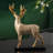 Golden Reindeer Statue - Luxury Modern Resin Elk Decor with Intricate Antlers & Geometric Patterns, Elegant Indoor Christmas Decoration for Living Room, TV Stand, Wine Cabinet.