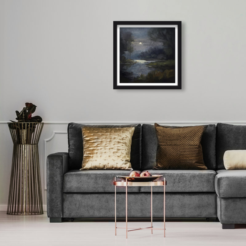 Estampe « Hidden Moon Shadowbox » (Paysage et nature) par Oliver Gal, H 17,5 po x l 17,5 po, Black Frame