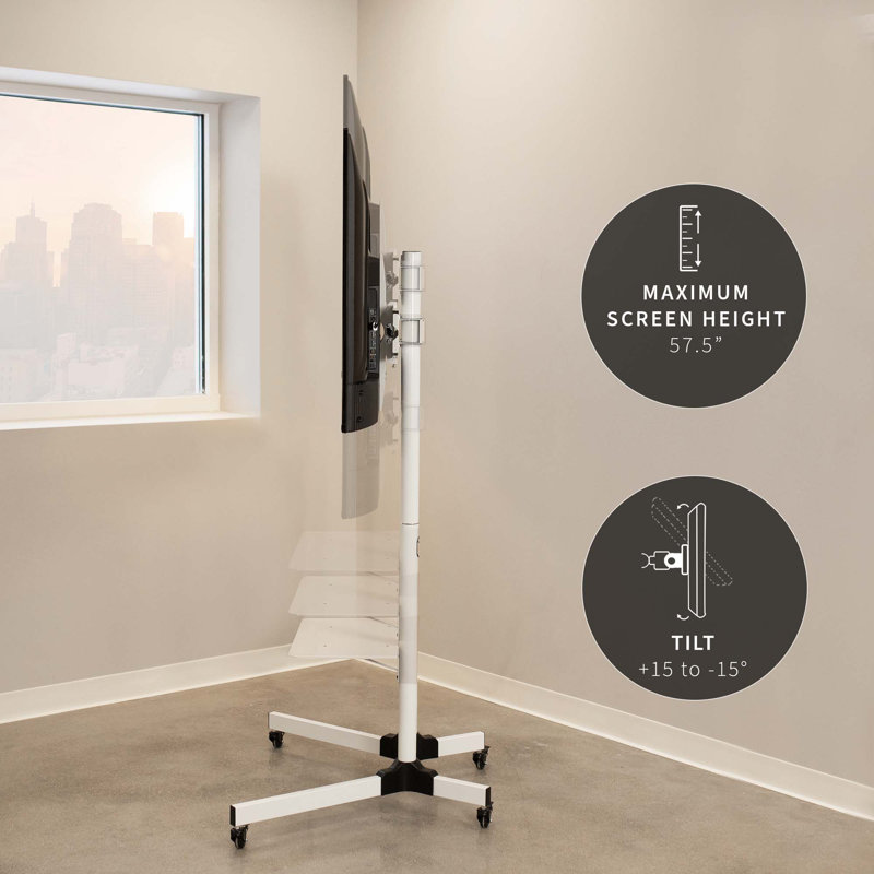 White Mobile TV Cart