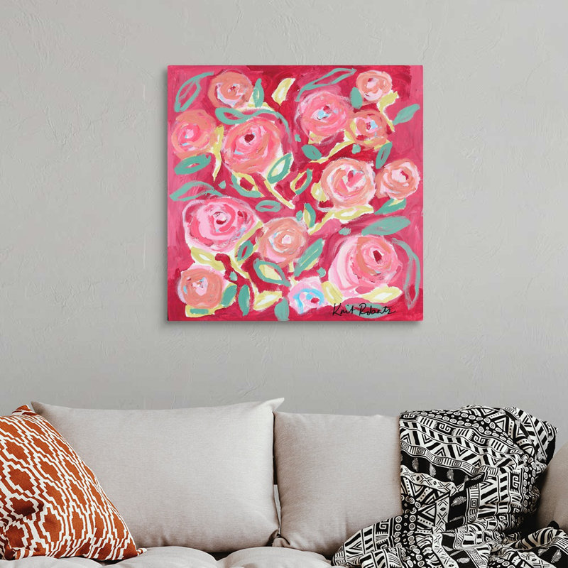 «Blooming in Rose» par Kait Roberts - reproduction d'art sur toile, Toile tendue, H 30 po x l 30 po x P 1,25 po