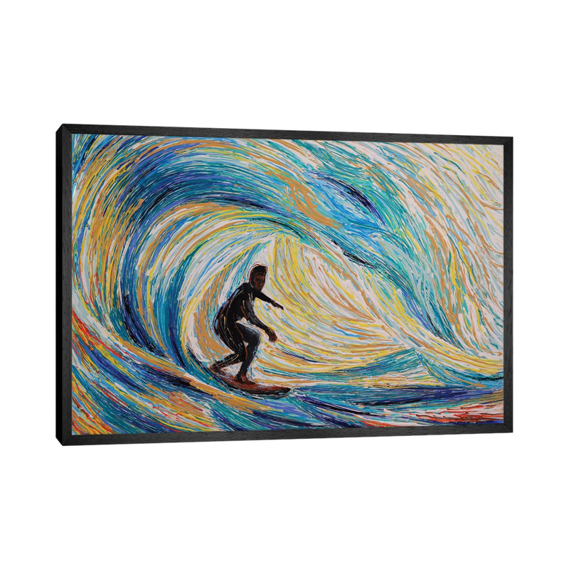 Wave Surf by Viola Painting - Floater Frame Gallery-Wrapped Canvas Giclée on Canvas, 45.72 cm H x 66.04 cm W, Black