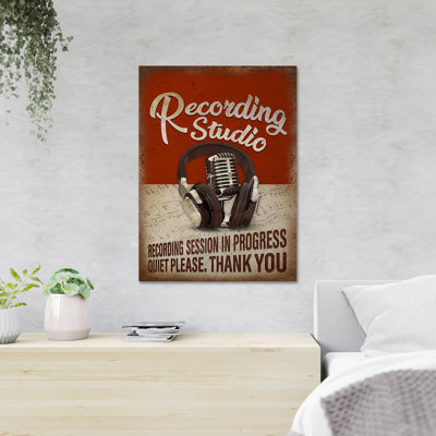 Recording Music Tools - Recording Session In Progress - 1 Piece Rectangle Graphic Art Print On Wrapped Canvas