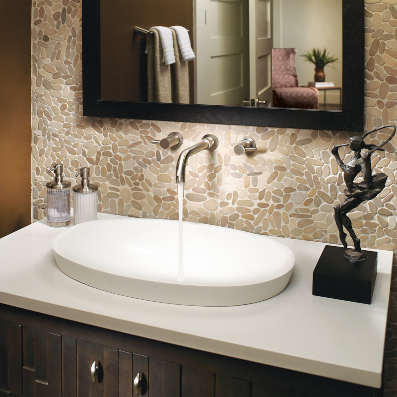 MTI Alissa 22.5" Semi-Recessed Bathroom Sink, Gloss White
