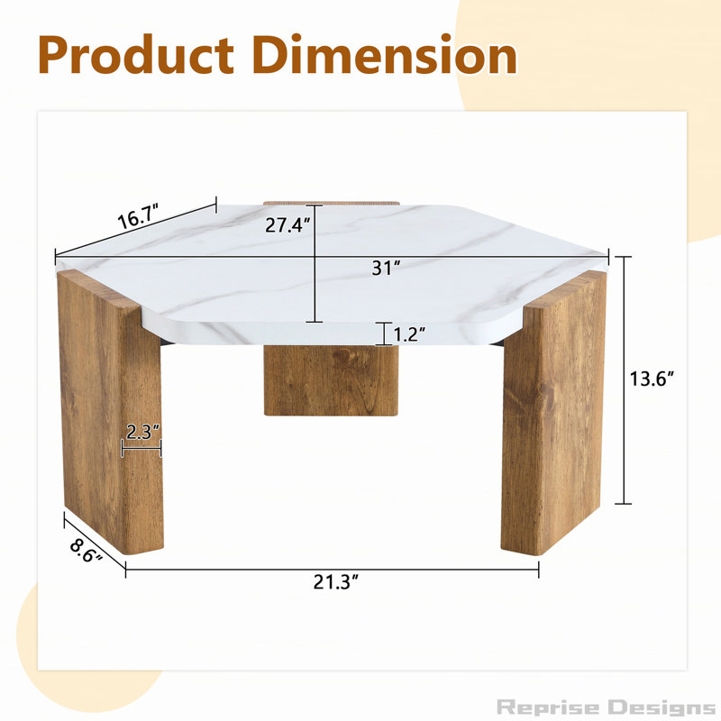 31-inch hexagonal coffee table with white surface