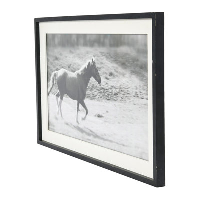 Cheval galopant avec cadre en bois