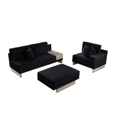 Velvet Sectional Featuring Reversible Units, Storage, And Charging Outlets Sectional: Velvet, Ports, 4