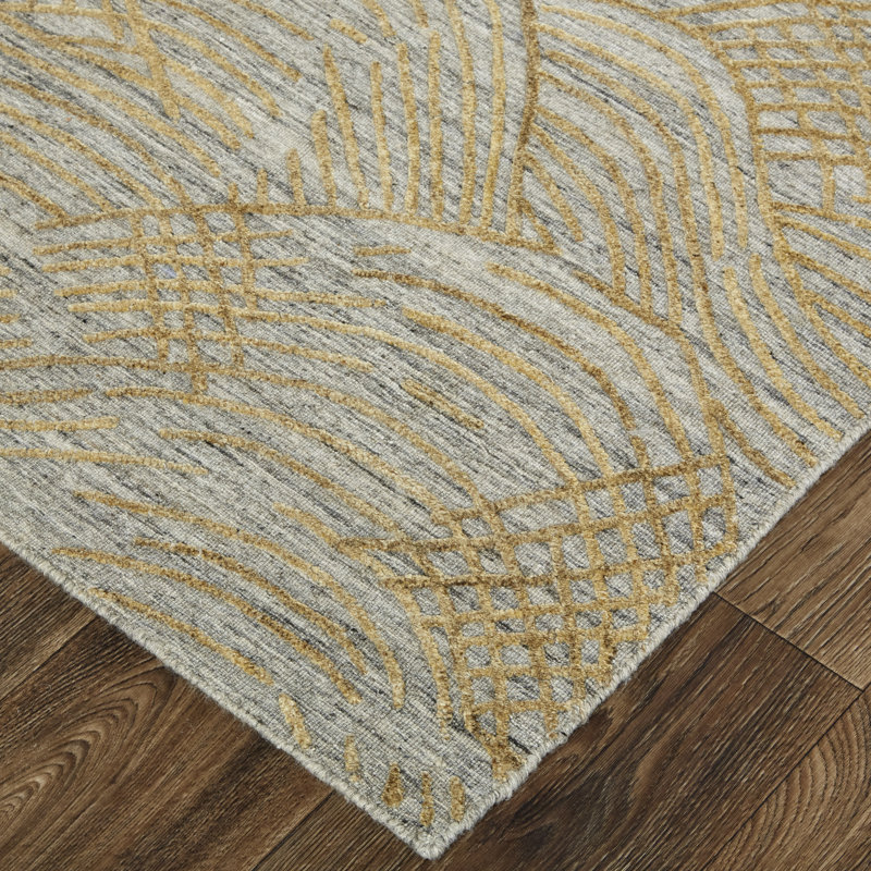 Taunton Transitional Abstract, Gold/Gray Area Rug, Rectangle 9' x 12'