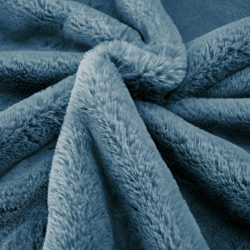 Heavy Faux Fur Throw Pillow Cover, Smoke Blue, 26' H x 26' W