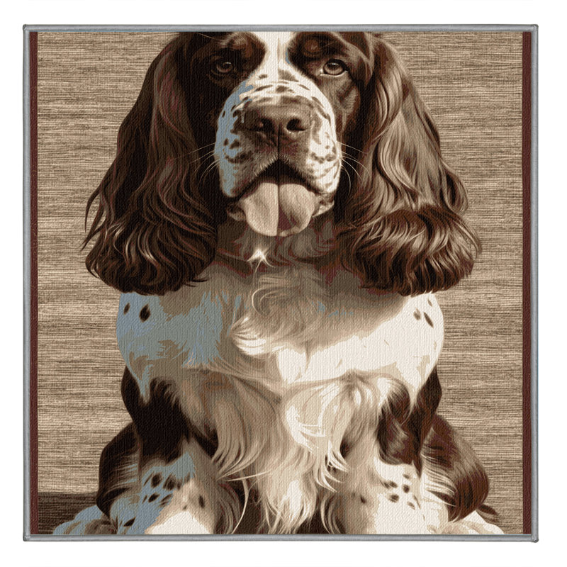 Washable Field Spaniel Dogs Area Rug, Square 8'