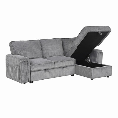U_STYLE Canapé-lit modulaire rembourré avec sacs de rangement et 2 porte-gobelets sur les accoudoirs