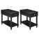 24" Tall Rustic Solid Wood End Table With Built-In Power Outlet And USB Port