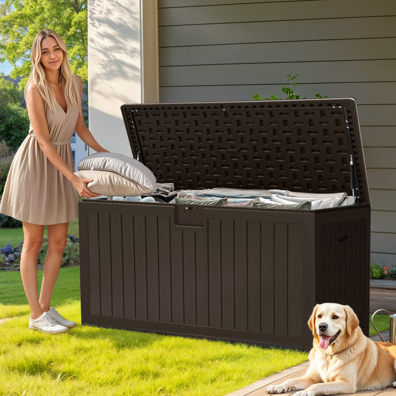 Balconera 137.9cm W 567.8L Lockable Deck Box, Brown