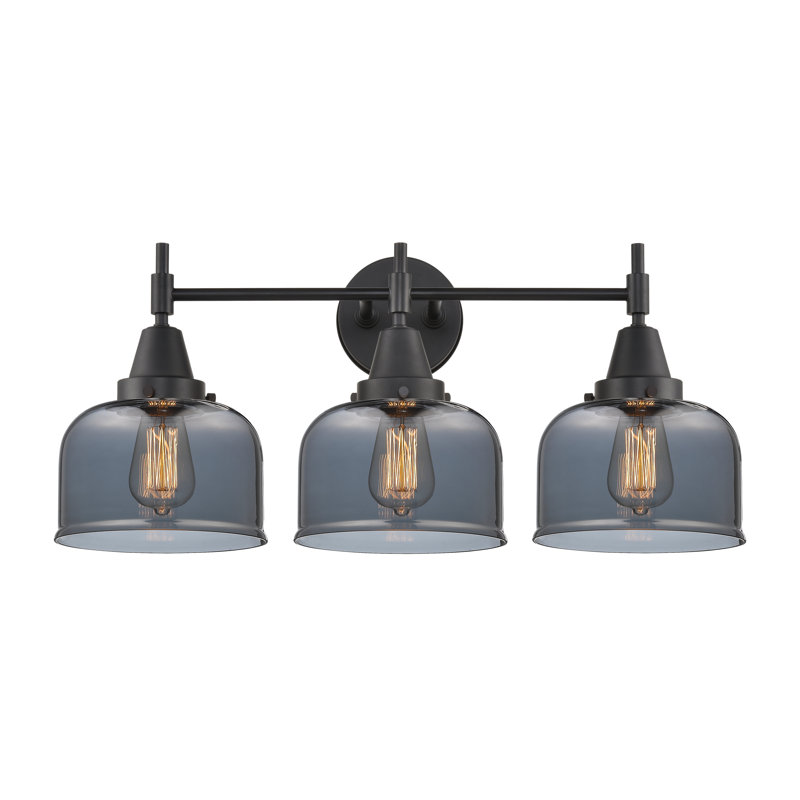 Éclairage pour meuble-lavabo à 3 lumières à intensité variable Gayle, Ampoule incandescente rétro de 60 watts, Noir mat