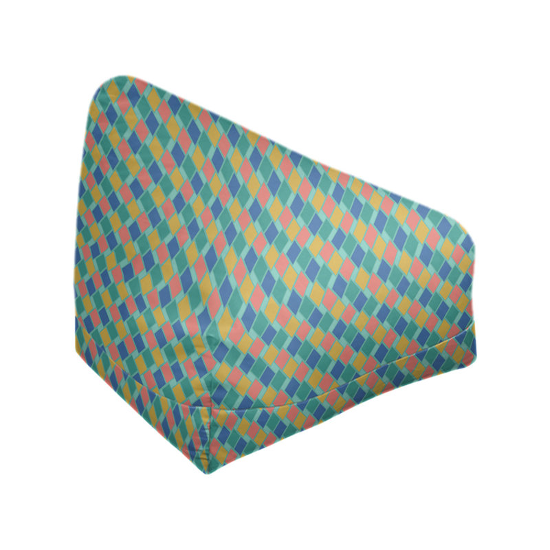 Sac de pois Leffel, H 38 po x l 42 po x P 29 po, Housse de pouf, Vert / jaune / orange
