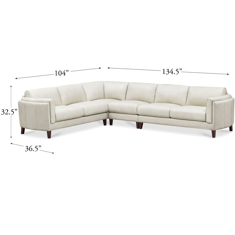 Natchez L-shaped Leather Sectional, Ivory Genuine Leather