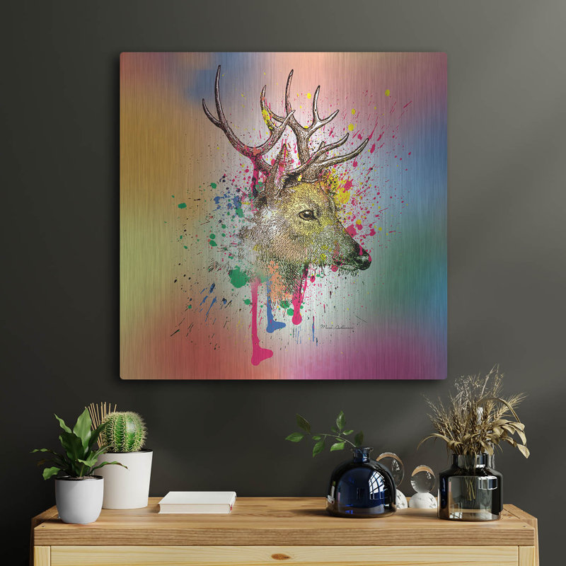 "Deer 6" par Mark Ashkenazi sur métal, H 24 po x l 24 po