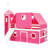 Twin Pink Loft Bed With Slide And Tower - Solid Wood , Three Installation Methods, Playhouse Atmosphere Size Pine Window Bed, Space Saving Solution
