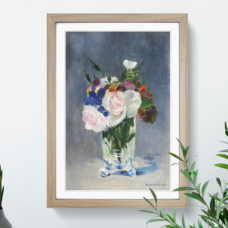 Flowers in a Crystal Vase by Edouard Manet - Picture Frame Graphic Art, Walnut Framed, 90cm H x 65cm W x 2cm D