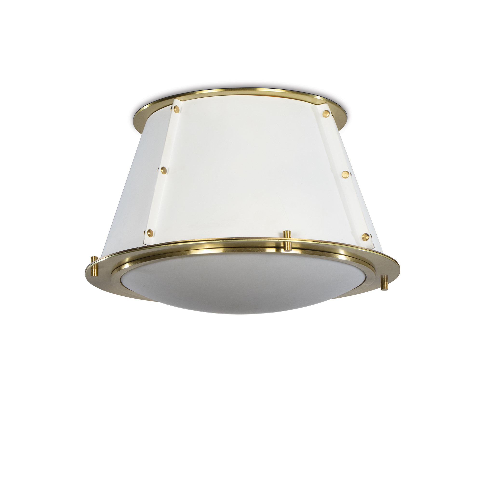 Single Light Steel Flush Mount, White