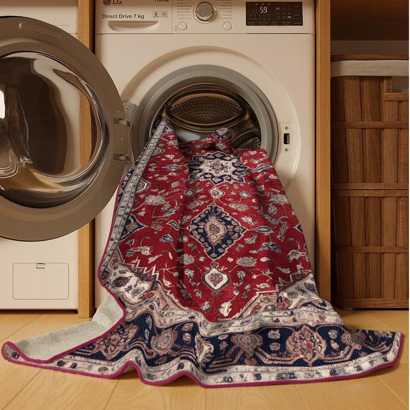 Tapis brun lavable à la machine, Rectangle de 5 pi x 8 pi