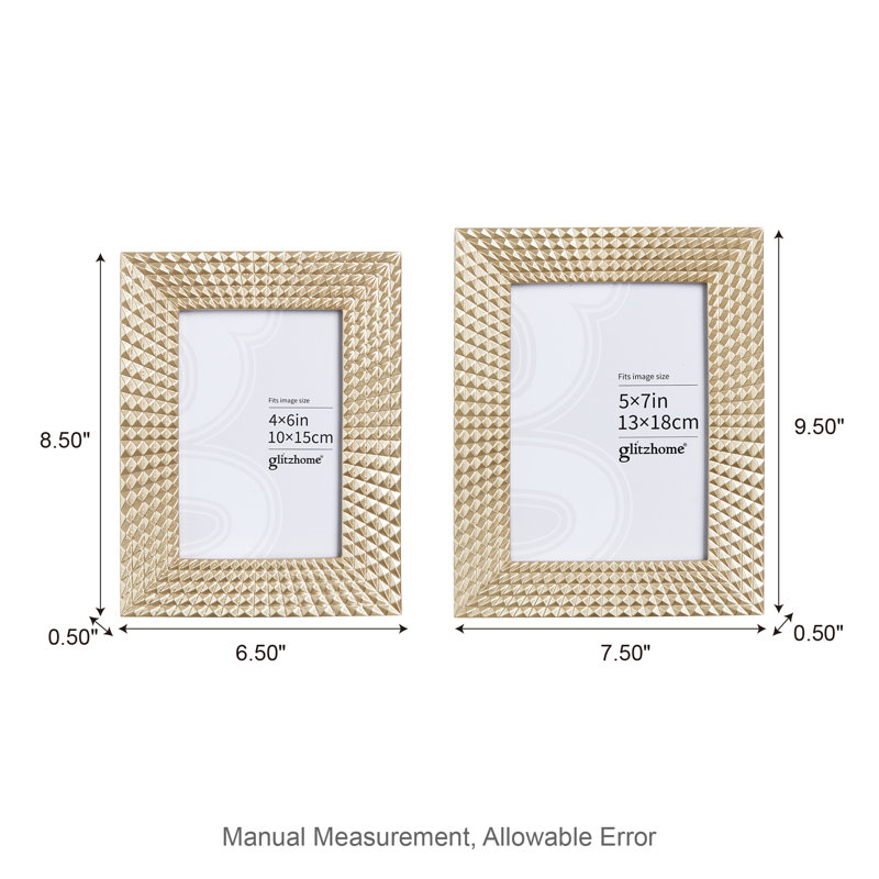 2 Pieces Modern Gold Resin Tabletop Picture Frames