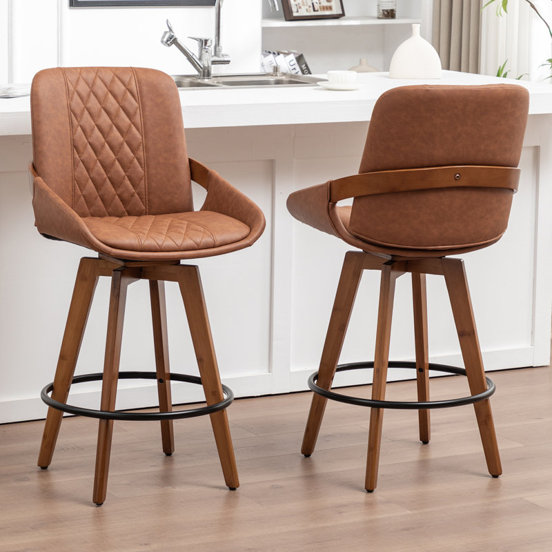 Modern Swivel Bar Stool, Counter Stool (66.8cm Seat Height), Brown