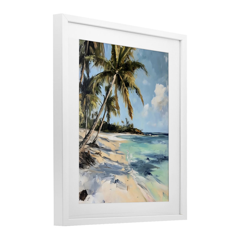 Tranquil Tropical Coastline, reproduction encadrée sous verre, conception de Franklyn Gregory, H 16 po x l 13 po