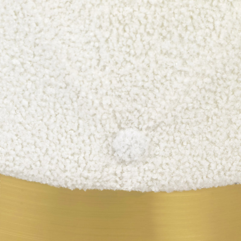 Tabouret de pieds rond en velours capitonné, Fausse fourrure blanche