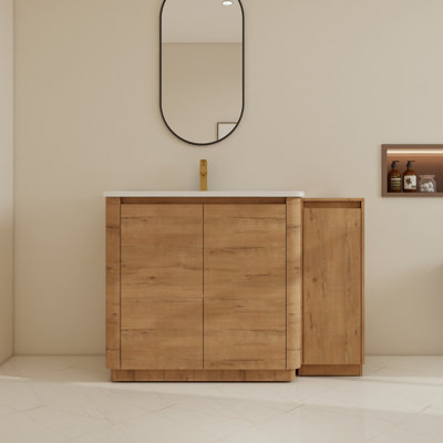 48"Freestanding Single Bathroom Vanity Set With Ceramic Sink And Adjustable Shelves