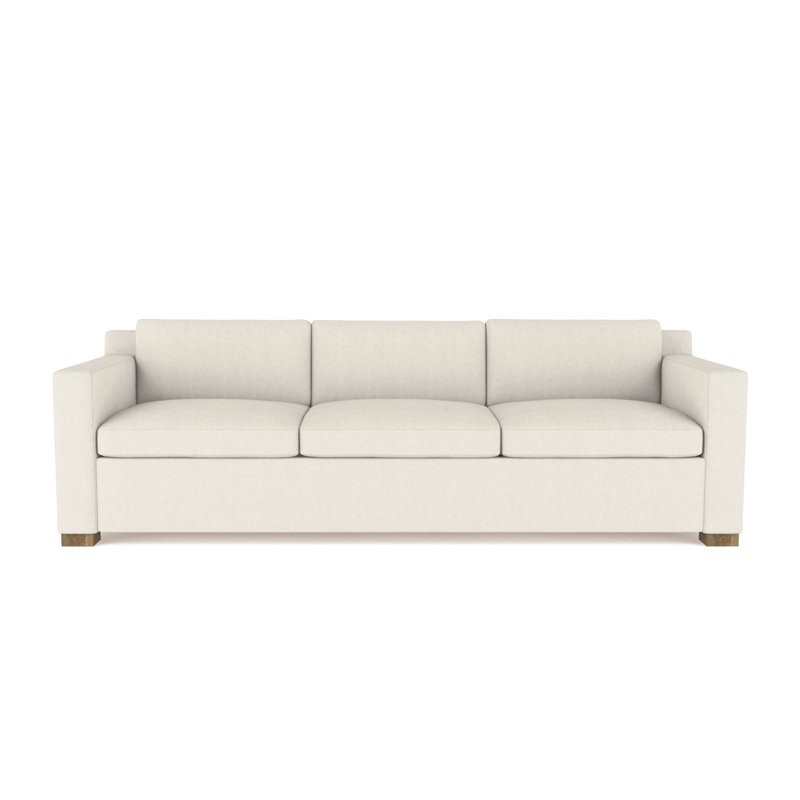 Canapé Mercer, Albâtre de lin à tissage carré, H 33,5 po x l 84 po x P 39 po, Patiné
