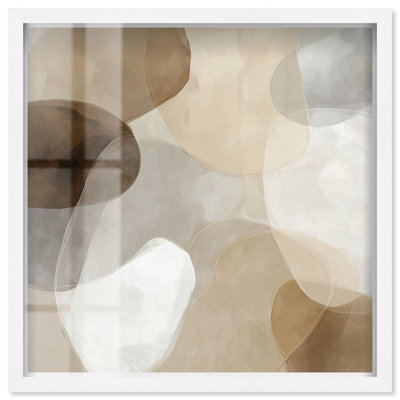 Tableau mural décoratif Soft Overlap I Shadowbox par Art Remedy, cadre blanc, 48 x 48