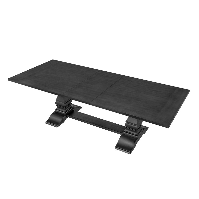 Korhonen 102-Inch Extendable Wooden Dining Table, Dark Oak