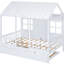 Lit double en bois pleine grandeur avec lit gigogne simple, blanc pour chambre à coucher, lit de jour à base solide, structure