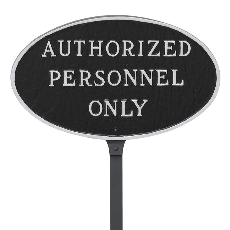 Authorized Personnel Only Statement Garden Sign, Black/Silver, 8.5" H x 13" W x 0.25" D