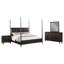 Ensemble de lit pour grand lit à affiche 4 pièces Amber, bois brun foncé moderne, miroir de commode-118124110-118124111