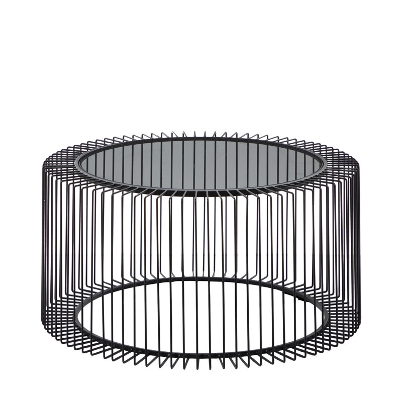 Table basse cage en métal noir avec plateau en verre ombré Baylor 32 po x 32 po x 15 po