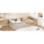 Lit plateforme simple naturel avec garde-corps - pas de sommier tapissier requis, structure robuste, processus d'assemblage facile-220672345