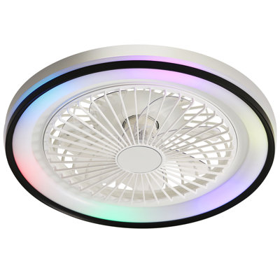 Ventilateur de plafond fermé à DEL 19 pouces à intensité variable avec télécommande encastrée 6 vitesses pour fête de chambre à coucher